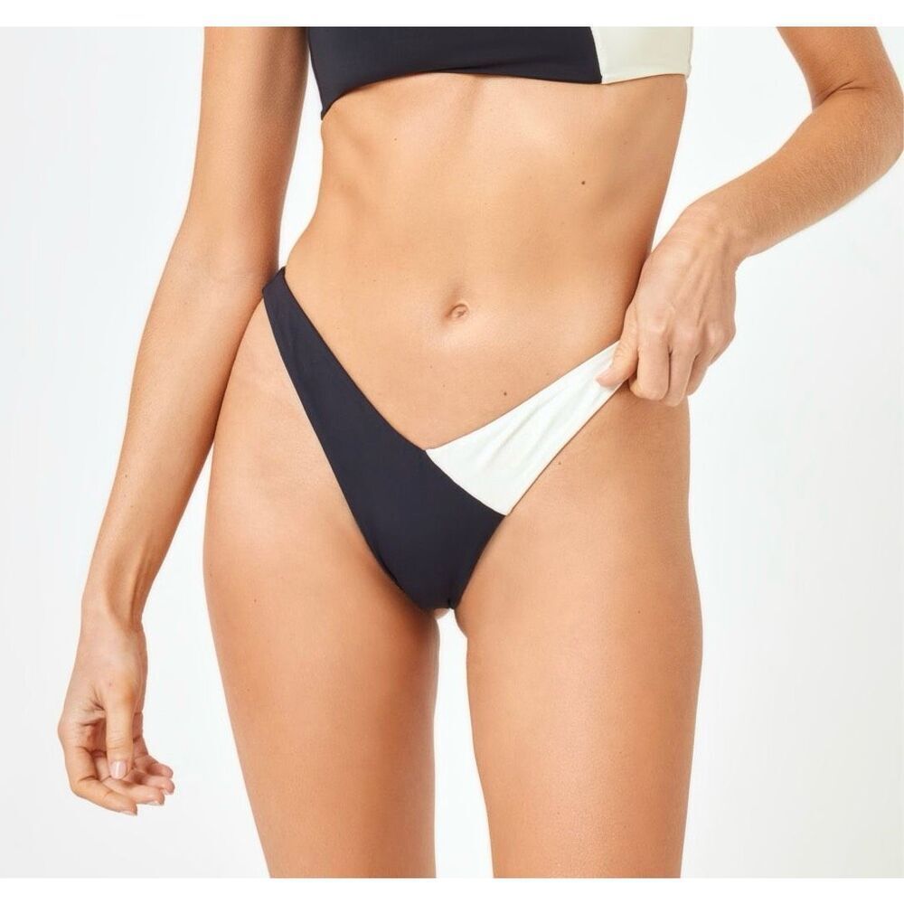 l*space Black and White Reversible Bikini Bottom